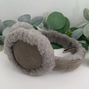 UGG LEATHER SHEARLING EARMUFFS GRAY